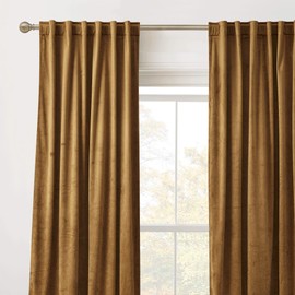 RYB Home Gold Brown Velvet Curtains 90 inches, Soft Durable Drapes Room Darkening Privacy Window Treatment Farmhouse Decor for Living Room Sliding Glass Door, W52 x L90 inches, Set of 2