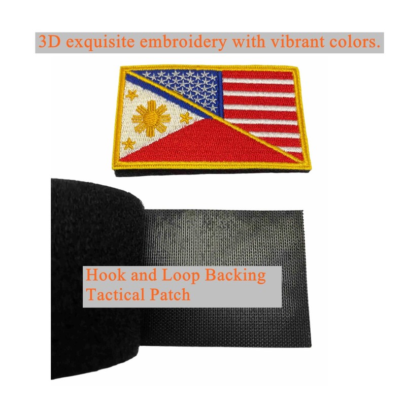 USA Flag & Philippine Flag Military Tactical Embroidered Patch