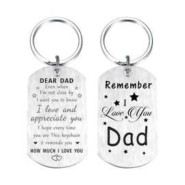 Father's Day Keychain Gift, FUNCYboo Remember I Love You Dad Keychain Meaningful Fathers Day Birthday Gift from Daughter Son Best Dad Gifts for Christmas Thanksgiving Day