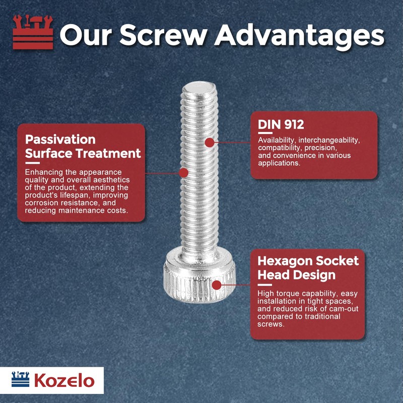 Kozelo 100pcs Socket Head Cap Screws - [M3-0.5 x 14mm]