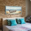 Beach Wooden Framed Wall Art: Seaside Boat Painting Coastal Ocean
