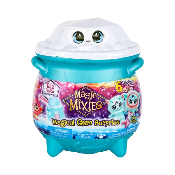 Magic Mixies Magical Gem Surprise Water Magic Cauldron - Reveal a Non-Electronic Mixie Plushie and Magic Ring with a pop up reveal from the Fizzing Cauldron