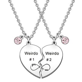 SMARGO 2 Pcs Weirdo 1 And Weirdo 2 Best Friend Puzzle Heart Necklaces For Girls Women Birthday Christmas Graduation Friendship Jewellery Gifts