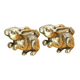 iplusmile 2pcs Mini Brass Rabbit Figurines Vintage Sculptures Office Decor Sturdy Brass Material Timeless Classic Bunny Ornaments for Stylish Interior