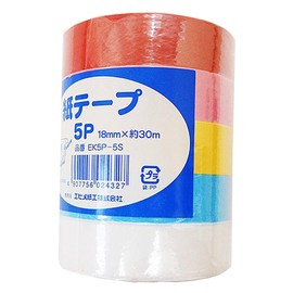 Ehime Shiko EK5P-5S Paper Tape, 5 Color Set, 0.7 inch (18 mm) Width x 98.8 ft (30 m) Roll