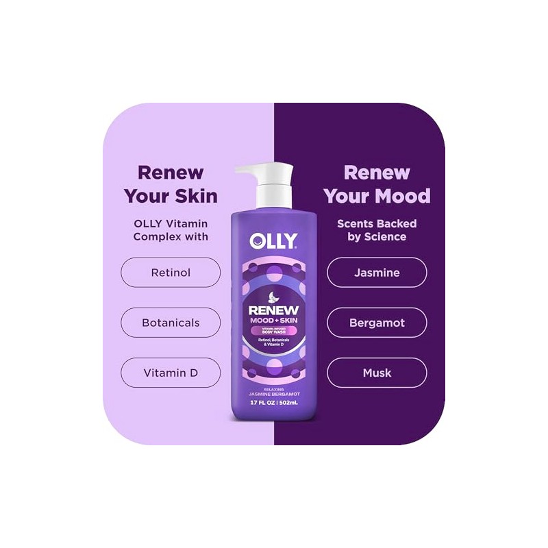OLLY Body Wash Mixed Pack 4 Count to Restore Skin