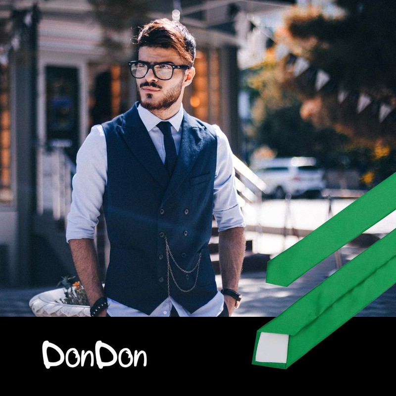 DonDon Mens Handmade Silk Look Ties 6cm, Green