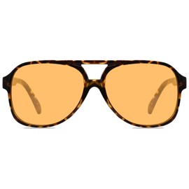 YDAOWKN Retro Aviator Sunglasses for Womens Mens Large Frame Classic 70s Vintage Sunglasses Aviators, Brown Tortoise/Yellow, 1 Pack