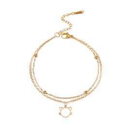 FineryGal Gold Cute Pet Cat Bracelet for Women Girls Kitty Kitten Wristlet Chain Gift Adjustable Birthday Anniversary Friends Family