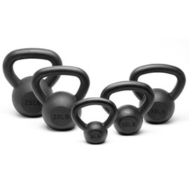 Unipack Powder Coated Solid Cast Iron Kettlebell Weights Set- (5+10+15+20+25 lbs)