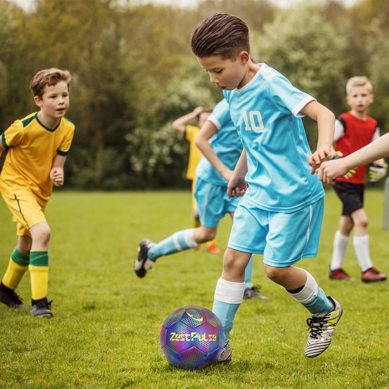 ZestPulse Holographic Reflective Soccer Ball Size 5 for Adults, High