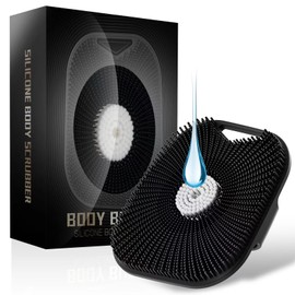 Zinc Infused Silicone Body Scrubber for Men, New Upgrade Deep Exfoliating Body Scrubber for Shower, Silicone Loofah Men for Sensitive Skin with Lathering Bristles and Ergonomic Non-Slip Handle, Black