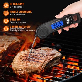 AMMZO Meat Thermometer Digital, Instant Read Food Thermometer for Cooking Deep Fry BBQ Oven Grill Smoker Roast and Candy Thermometer, Stocking Stuffers Gifts for Men Women