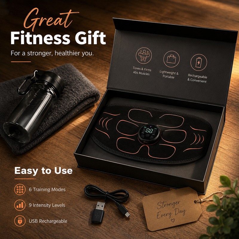 EMS Abdominal Trainer Belt for Home Fitness – USB Rechargeable
