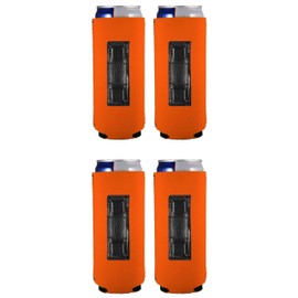 Blank Magnetic Slim Can Coolie (Orange, 4 Pack)