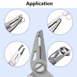 Fishing Pliers Fishing Hook Remover Tool Stainless Steel Fishing Tongs Multifunctional Split Ring Pliers With Bag and Lanyard For Fishing Hunting, Hiking-Orange