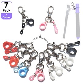 7 Colorful Lanyard Pen Holders Set | Retractable Silicone Pen Holder with Clip | Versatile Badge Pen Holder for Lanyards | Stylish and Practical Accessories for Pens, Lipsticks, and More