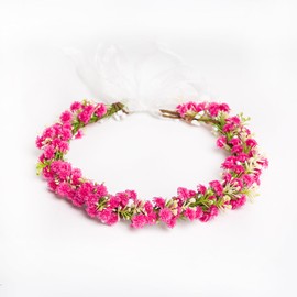 Yili Maizi Babys Breath Flower Headband with Green Leaf Bohemian Floral Headpiece Hair Wreath for Women Wedding Accessorie