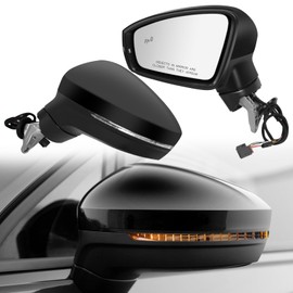 18-23 Left Driver Side Mirror Rear Door View Mirror Compatible with Volkswagen Tiguan 2018-2023,w/Heated/Blind Spot Indicator/Manual Folding/Power Adjustment/Signal Light/HD Glass(8Pins,Black)