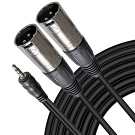 AxcessAbles TRS18-DXLR402M 1/8-inch (3.5mm) Stereo Balanced TRS Minijack to Dual XLR Male Audio Cable for Phone, Laptop, Tablet, MP3 Player Patch to Mixing Console or Powered Speaker (6.5ft)