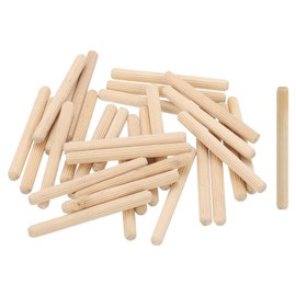 uxcell 100Pcs 1/4" x2-3/8 (6mmx60mm) Wooden Dowel Pins, Fluted Wood Beveled Ends Tapered Dowel Hardwood Pegs, Wood Dowels Rods for Furniture, DIY Crafts
