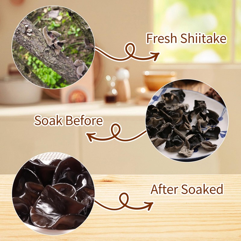 MEIMIDUO Dried Black Fungus Woodear Mushrooms, Premium All Natural Vegan