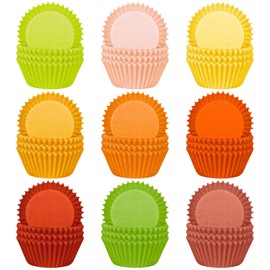 Whaline 450Pcs Fall Cupcake Liners Green Orange Yellow Brown Autumn Baking Cups Thanksgiving Standard Muffin Cupcake Wrappers for Party Supplies Table Decor
