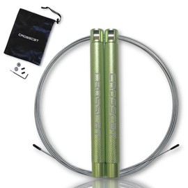 CATGRIPS Quick Crossfit Skipping Rope, Professional Aluminium Skipping Rope, Lightweight Speed Skipping Rope, Adult Jump Rope for Boxing and Fitness, Includes Spare Parts and Carry Bag (Green)