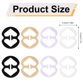 Mikovivi 8pcs Bra Clips to Make Racerback, 1.7x1.38in Bra Strap Hook Holder for Slipping Racer Back Conceal Cross Straps for Dresses Shirts and Sports Tops (Black, White, Clear, Beige)