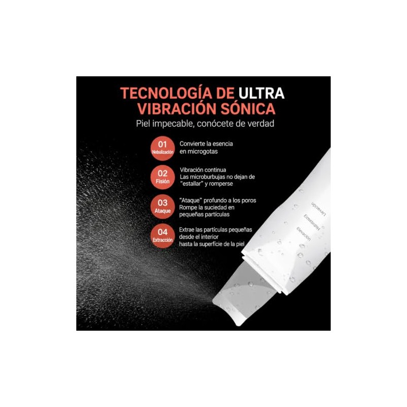 Limpiador Facial Ultrasónico Skin Scrubber con Espátula Kit Limpieza