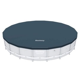Bestway 58356E Round 20-Foot Debris Pool Cover for Above Ground Pro Frame Pools with Drain Holes and Tie-Down Ropes, (Pool Not Included)