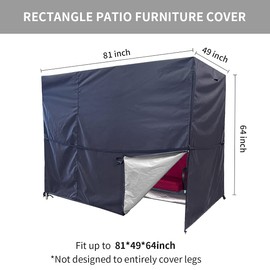 Patio Swing Cover, 3 Triple Seater Hammock Cover Garden Swing Cover Waterproof Hammock Glider Chair Cover Outdoor Swing Cover UV Resistant Swing Canopy Cover(81L x 49 D x 67 H inch)