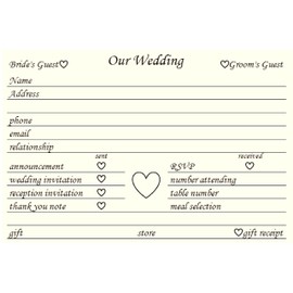 Colonial Cards: 100 White Parchment 4" x 6" Index Cards, Wedding Planning Organization Cards