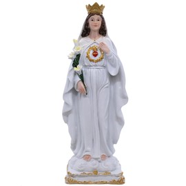 12" Tall Our Lady of America, The Immaculate Virgin Statue | Blessed Mother in White Mantle Wearing a Crown | Catholic Home Decoration | Great Religious Gift