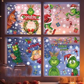 Christmas Window Decoration, 9 Sheets Reusable Double-Sided Christmas Decoration Window, Snowflakes Window Decoration, for Christmas Party, Home Window Decoration