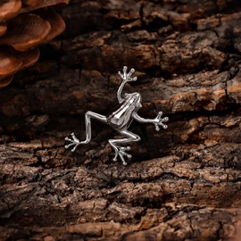Silver Tone Frog Brooches Pins for Men，boy and girl suit with Gitf Box