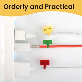 TidyTie Cable Marker Tags, Self-Locking Zip Ties with Label Tags, Nylon Small Zip Tie Tags with Write on Label, for Wire Marker and Organization - 5 Colors/ 204PCS