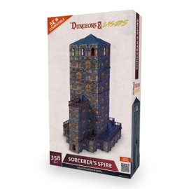 Dungeons & Lasers: Sorcerer's Spire - 358 Piece Modular Tower Design - RPG Terrain for DND and 5E Compatible Tabletop Games - Large Scale Model - Unpainted and Unassembled - Ages 14+