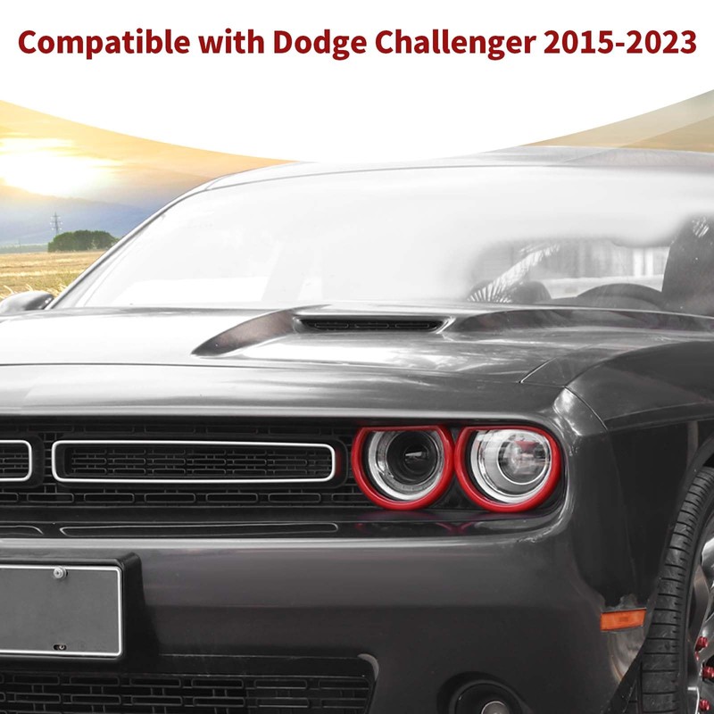 PDKLIN for Challenger Headlight Bezel Cover Trim Ring Red for