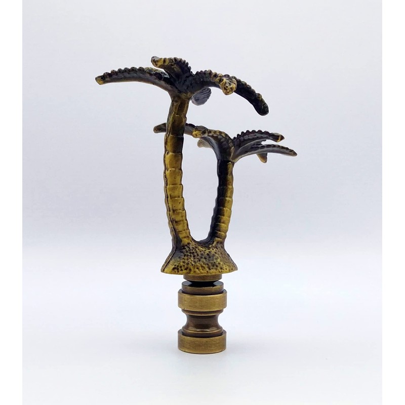 Lamp Finial-Coconut Palm Tree-Antique Brass Finish, Highly Detailed Metal Casting