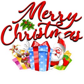 Merry Christmas Santa and Rudolph with persents Wall Decor Decal (24" x 20")