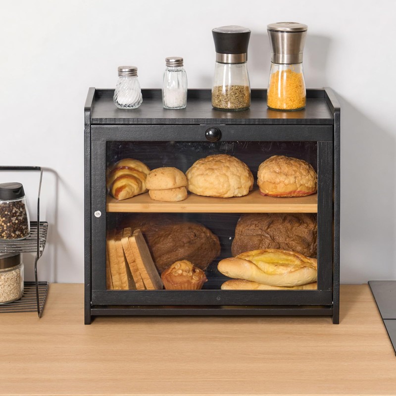 VEVOR Double Layer Bread Box for Kitchen Counter, Large Capacity