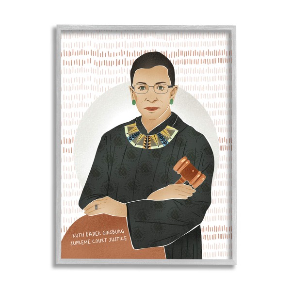 Stupell Industries Judge Ginsburg with Gavel Over Abstract Pattern, Designed