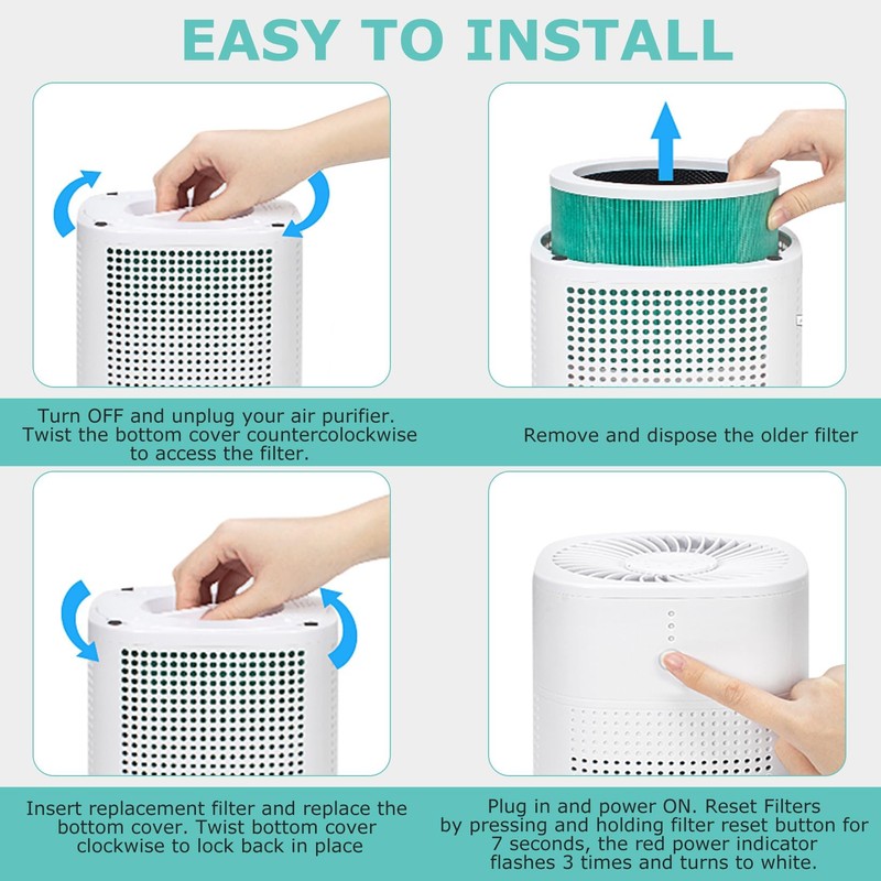 HY1800 H13 True HEPA Replacement Filter Compatible with MORENTO/CHIVALZ/Loytio/AYAFATO/Honeyuan/IOIOW HY1800