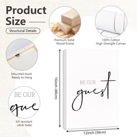Be Our Guest Wall Decor Guest Room Wall Art Decor Stay Awhile Signs for Home Decor Minimalist Wall Art over the Bed Sign Guest Bedroom Wall Decor Canvas Painting 12x16 Inch (set of 3) Ready to Hang