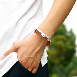 Pulsera Trenzada Cuero Tricolor México Brazalete Hincha Fútb