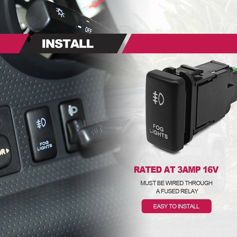 LED Fog Light Symbol Push Button Switch with Connector Wire