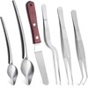 Cridoz 6 Pcs Stainless Steel Kitchen Cooking Tweezers Precision Tongs