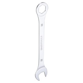 HARFINGTON Thin Combination Wrench Metric 22mm 6-Point Ended Box 15 Degree Offset Open End CR-V Chrome Plated Steel, Silver