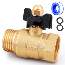 UNWAVER Brass Garden Hose Shut Off Valve Full Flow, No Restricted-Flow Water Shut-Off Connector, 3/4" GHT Garden Hose Full Port Ball Valve Adapter (Butterfly Handle 1PCS)